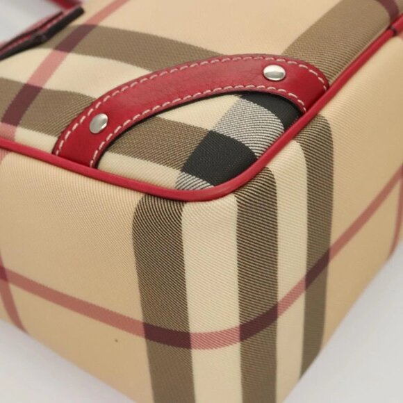 BURBERRY Nova Check Hand Bag PVC Beige Silver Auth 120678 - Picture 4 of 16